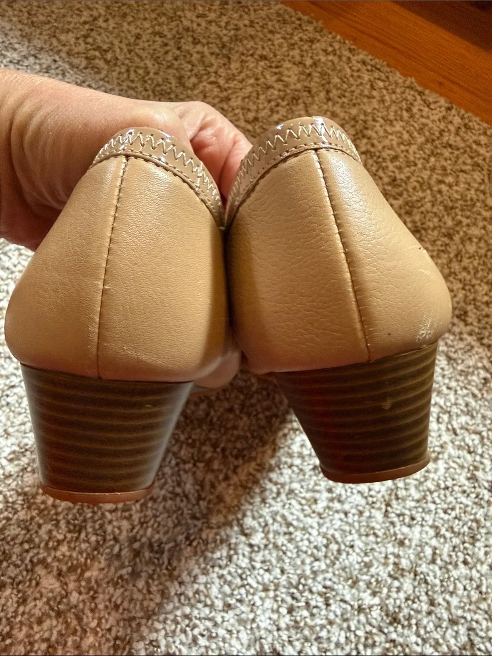 Cole Haan Nude Beige Leather Wedge Pumps 8